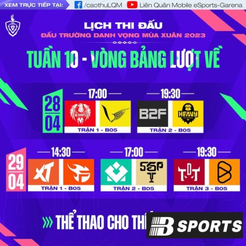 Lịch thi đấu Liên Quân 2023 vòng bảng theo từng tuần